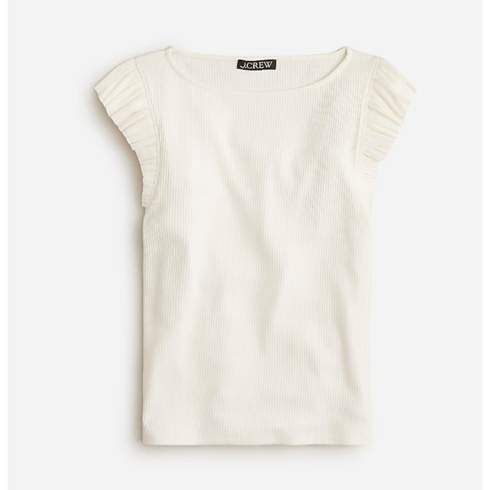 Jcrew Vintage rib ruffle boatneck tank top